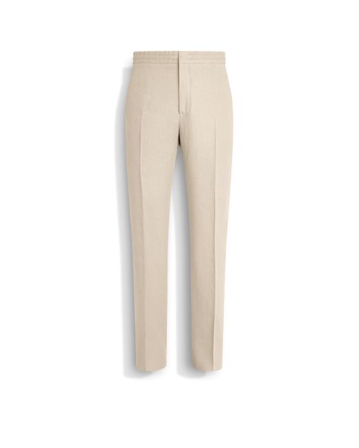 Pantalon En Oasi Lino Taupe Clair Zegna pour homme en coloris Natural
