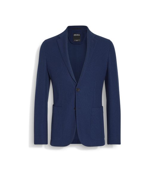 Zegna Blue Utility High Performance Jersey Wool Blend Jacket for men