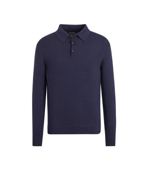 Zegna Blue 12Milmil12 Wool Polo Shirt for men