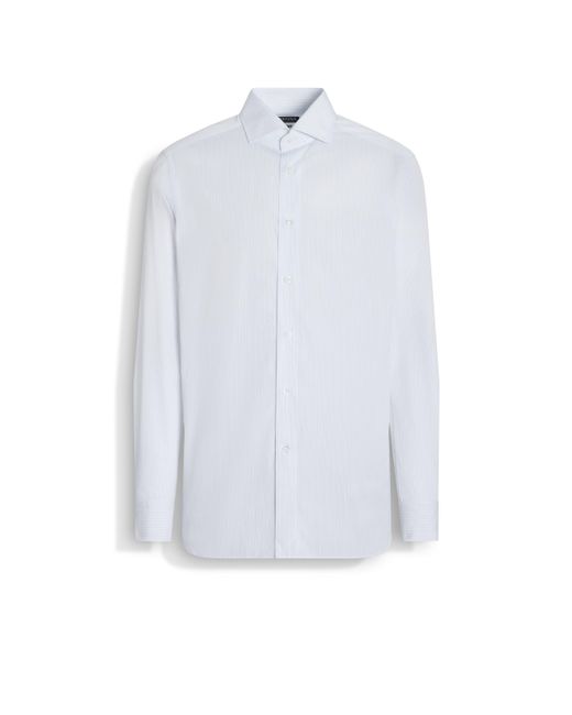 Zegna White Light And Micro-Striped Centoventimila Cotton Shirt for men