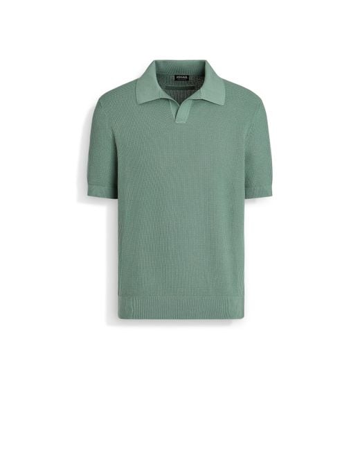 Zegna Green Sage Premium Cotton Polo Shirt for men