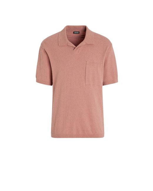 Zegna Pink Dust Cotton Blend Polo Shirt for men