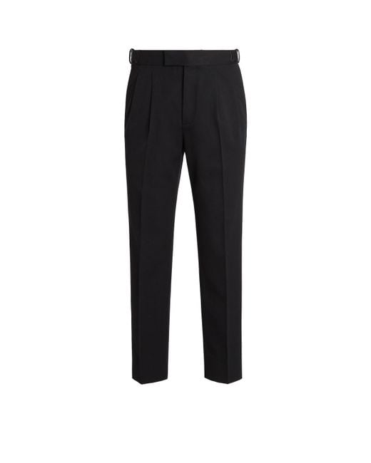 Zegna Black Cotton And Wool Pants for men