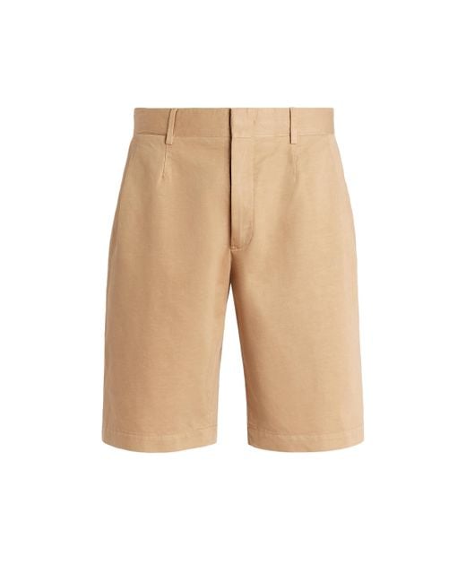 Zegna Natural Light Cotton And Linen Summer Chino Shorts for men