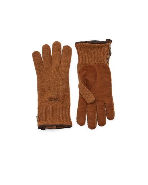 Zegna Brown Dark Foliage Oasi Cashmere Gloves for men