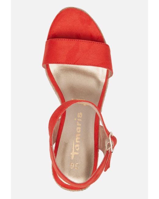 Tamaris Sandalen Met Sleehak Rood in het Rood - Lyst