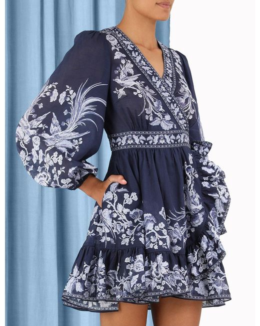 Zimmermann Aliane Frill Wrap Mini Dress 