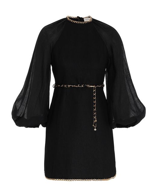 Zimmermann Linen Rouleau Chain Mini Dress in Black Lyst