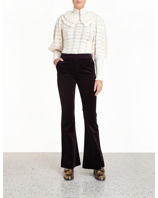 velvet flare trousers