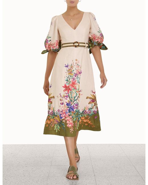 tie sleeve midi dress