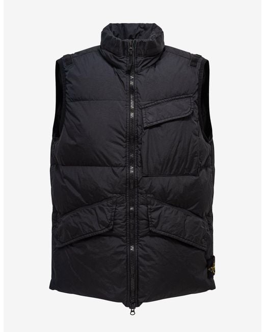 Stone Island Black Garment Dyed Crinkle Reps R-ny Down Gilet for Men | Lyst