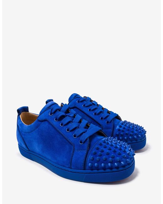 Christian Louboutin Louis Junior Orlato Blue Suede Trainers for Men Lyst