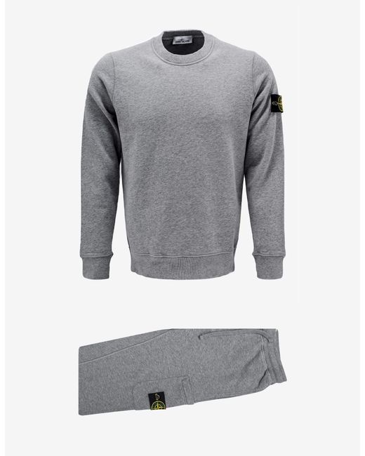 Stone Island Grey Compass Badge Crew Neck Tracksuit in Grey for Men | Lyst  UK