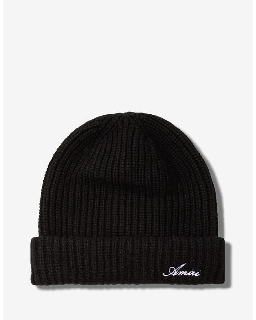 Amiri Black Cashmere Logo Beanie Hat for Men Lyst
