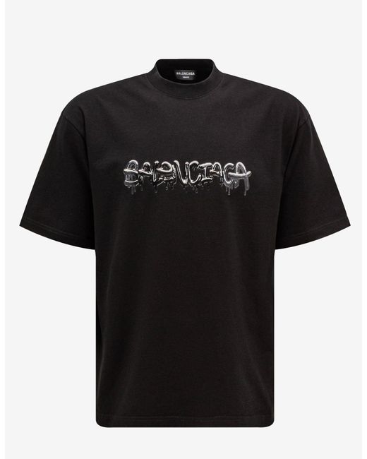 Balenciaga Cotton Black Slime Logo Medium Fit T-shirt for Men - Lyst