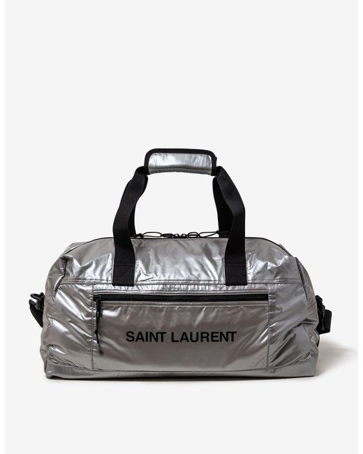Saint Laurent Synthetic Metallised Nylon Nuxx Duffle Bag in Silver ...
