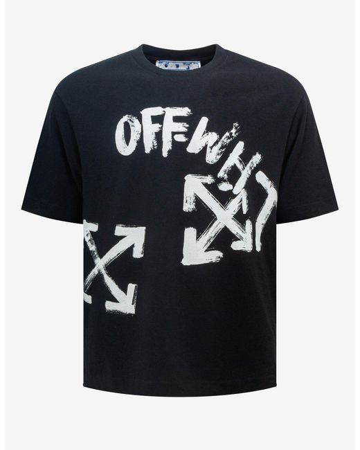 Off-White c/o Virgil Abloh Black Paint Script Oversized Skate T-shirt ...