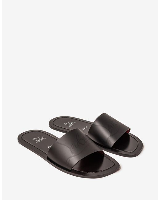 Christian Louboutin Coolraoul Black Leather Slide Sandals for Men | Lyst UK