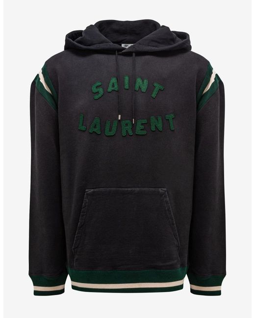 Saint Laurent Black u0026 Green Logo Hoodie for Men | Lyst