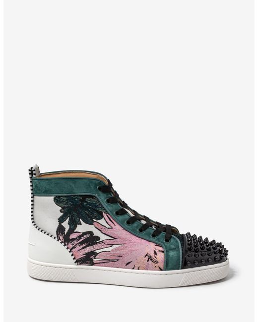 Christian Louboutin Lou Spikes Orlato Hanabi Floral Print High Top Trainers  for Men | Lyst