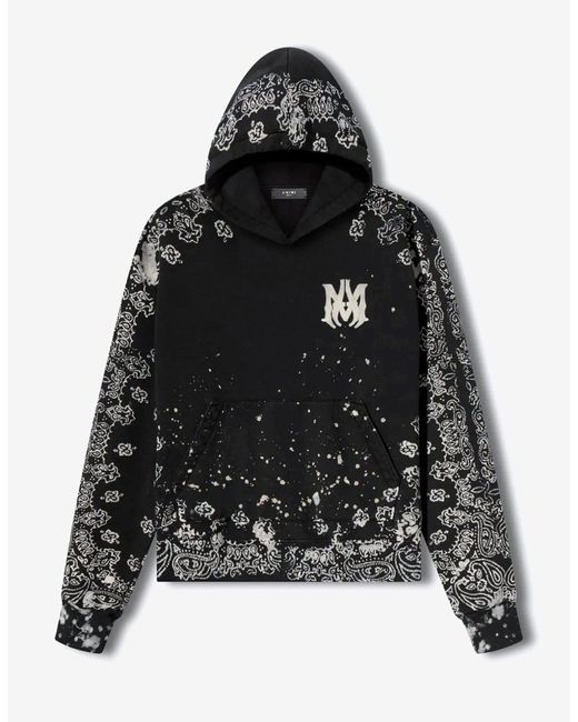 Amiri Cotton Black Bandana Bleach All Over Hoodie for Men Lyst