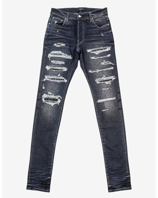 Amiri Denim Grey Bandana Thrasher Jeans in Grey for Men Lyst UK