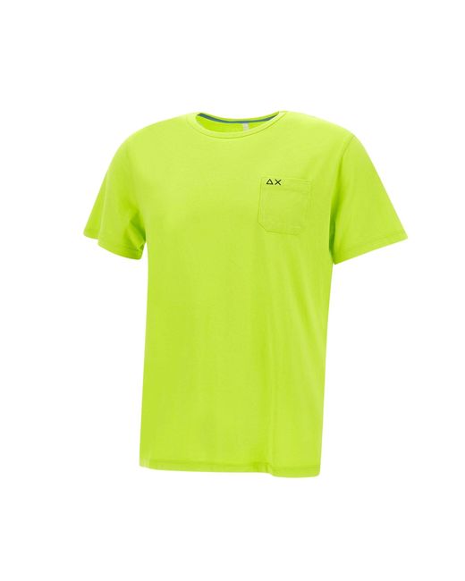 Sun 68 Yellow Cotton Pocket Lime T-Shirt for men