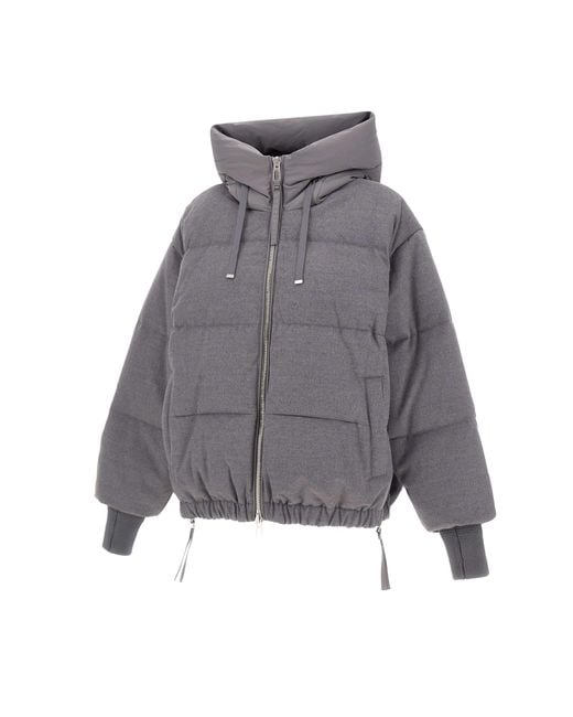 DUNO Gray Wool Down Jacket With Hood