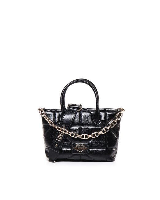 Love Moschino Black Shiny Quilted Handbag