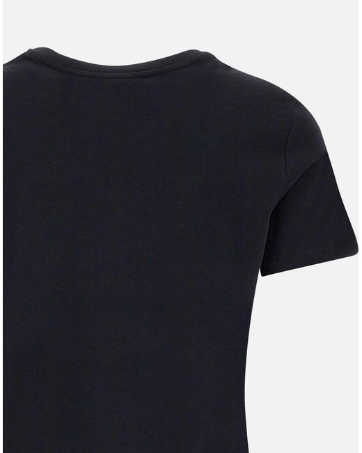 Elisabetta Franchi Black Schwarzes Urban Cotton T-Shirt Mit Rundhalsausschnitt