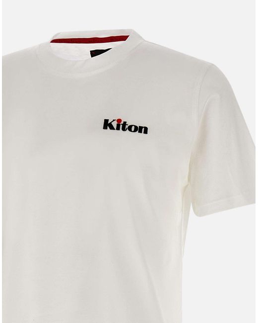 Kiton Weißes Baumwoll-T-Shirt Mit Logo-Detail in White für Herren
