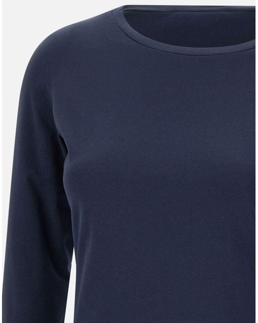 Weekend by Maxmara Blue Multia Stretch Baumwoll-T-Shirt