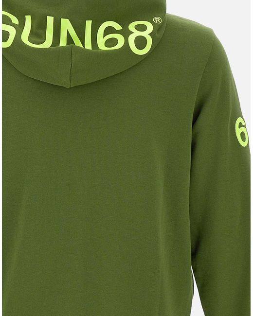Sun 68 Grünes Baumwoll-Sweatshirt Mit Kapuze Und Reißverschluss in Green für Herren