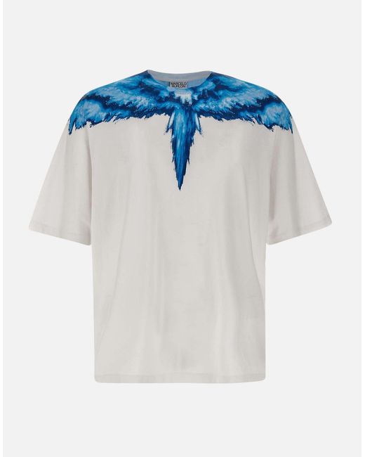 Marcelo Burlon Colordust Wings Over Baumwoll-T-Shirt in Blue für Herren