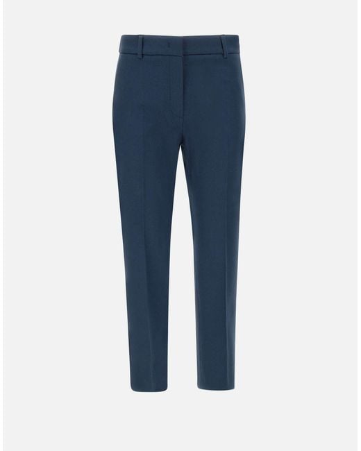Weekend by Maxmara Blue Blaue Zigarettenhose Aus Stretch-Baumwolle