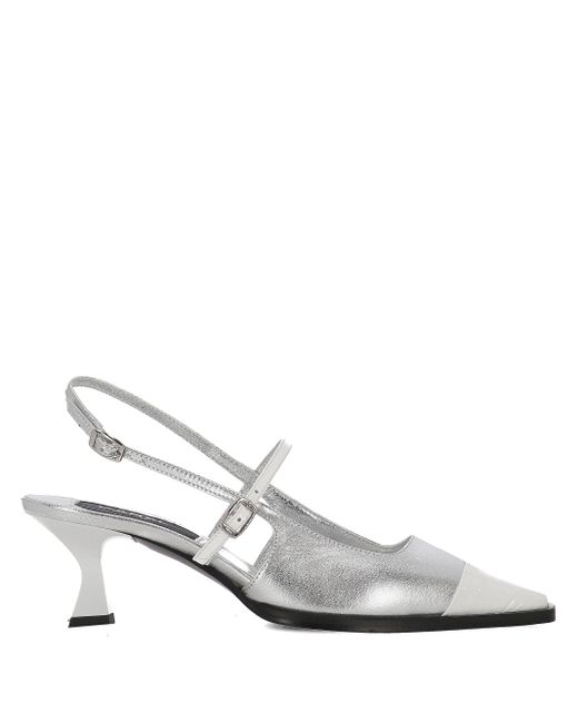 CAREL PARIS White Cecile Silber Slingback Sandalen