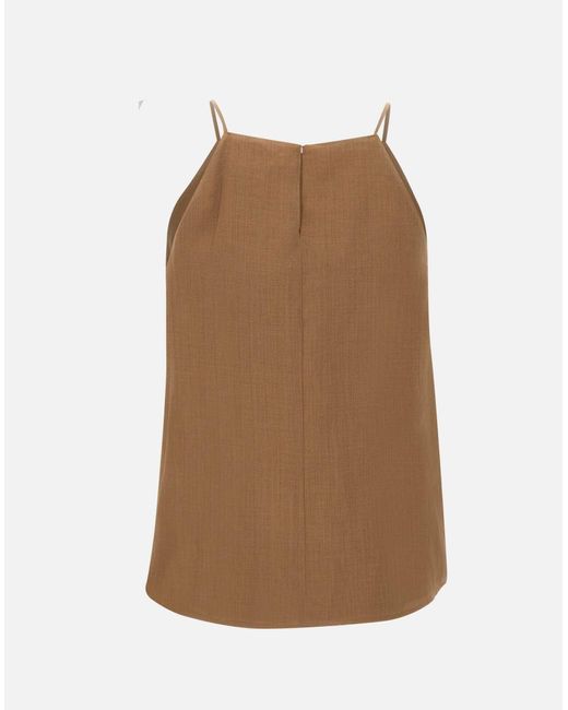 Max Mara Natural Tabak-Ramie-Gaze-Ärmelloses Oberteil