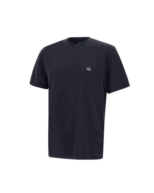 C P Company Blue Cotton Crew Neck Logo T-Shirt for men