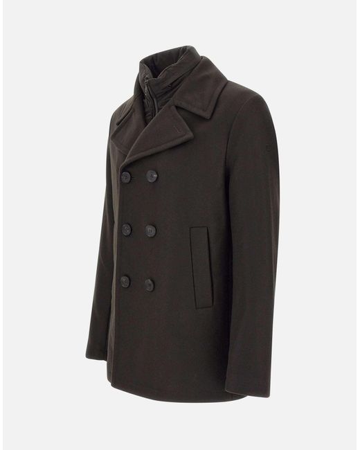 DUNO Black Wool Cashmere Blend Coat for men