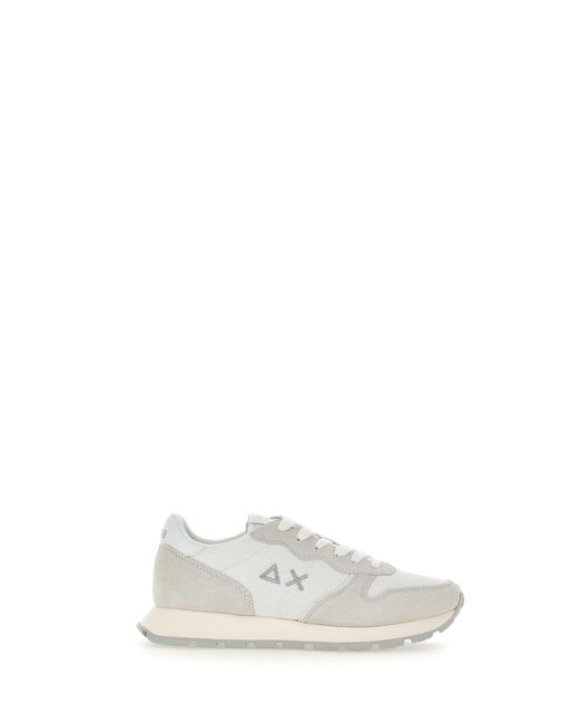 Sun 68 White Ally Weiße Glitzer-Sneaker