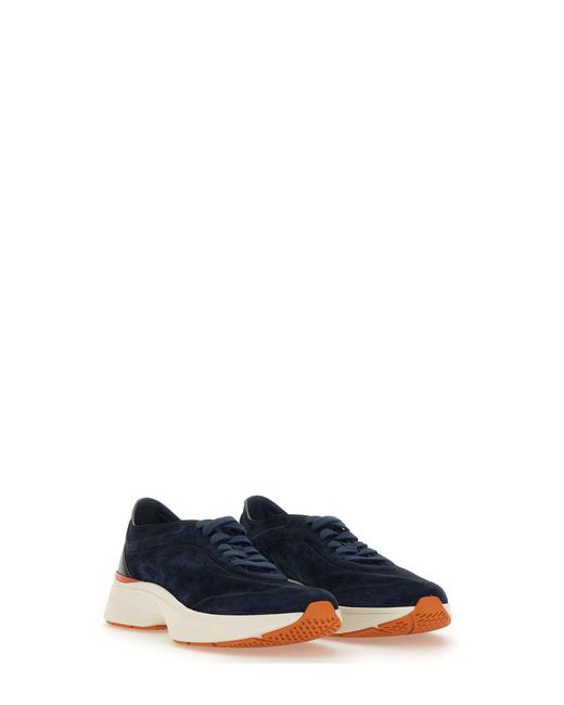 Santoni Blaue Bounce-Wildleder-Sneaker in Blue für Herren