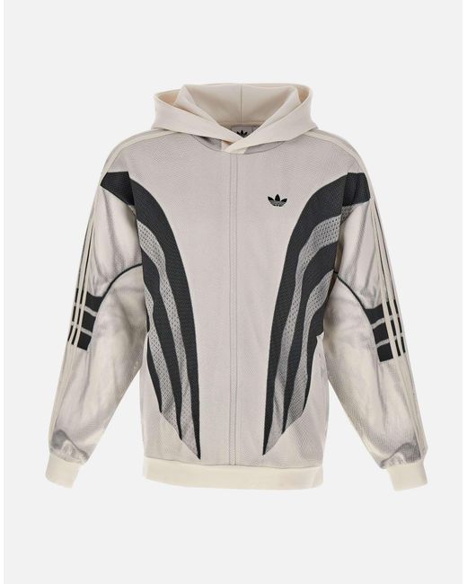 Adidas White Hooded Sweatshirt with Side Pockets for men