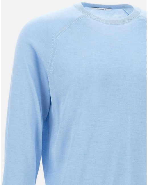 Kangra Blauer Seiden-Kaschmir-Pullover in Blue für Herren