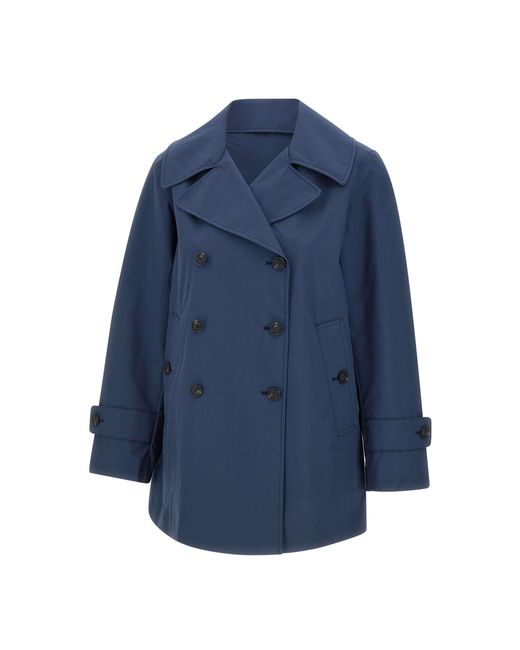Save The Duck Blue Sofi Blauer Zweireihiger Trenchcoat