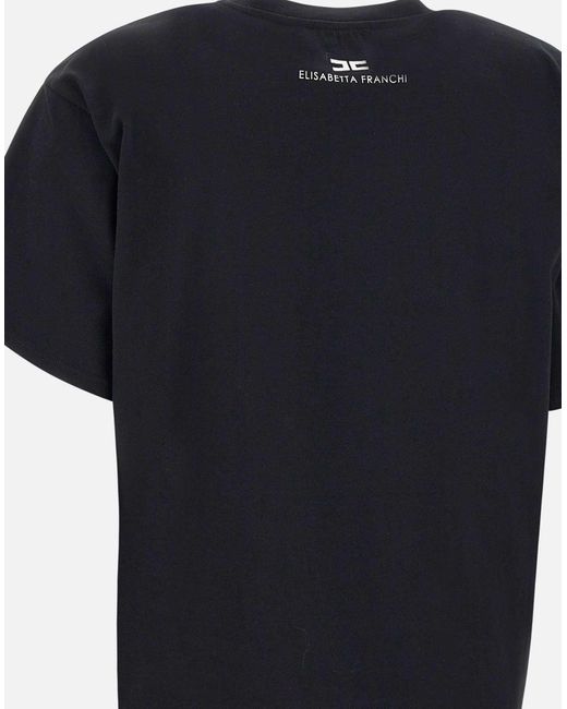 Elisabetta Franchi Black Urbanes Baumwoll-T-Shirt