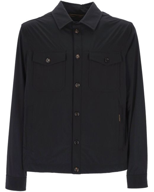 Moorer Blaue Knopf-Frontjacke Mit Taschen in Black für Herren