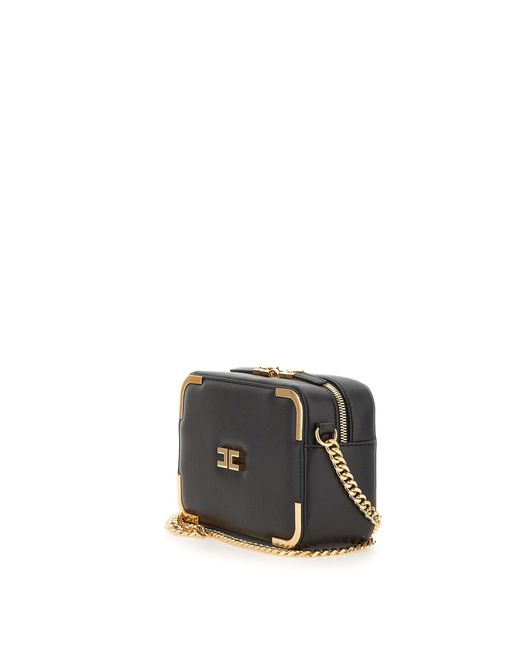 Elisabetta Franchi Black Chain Strap Compact Shoulder Bag