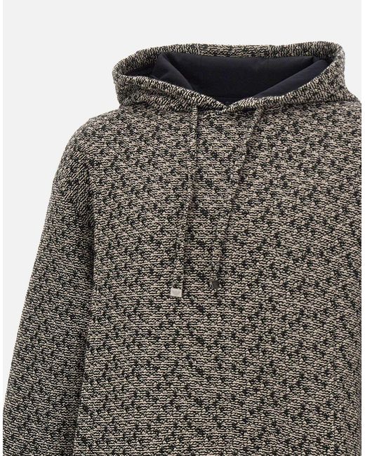 Emporio Armani Strukturiertes Baumwoll-Sweatshirt Mit Kapuze in Gray für Herren