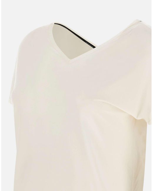 Rrd Natural Weißes Cupro-T-Shirt Mit V-Ausschnitt