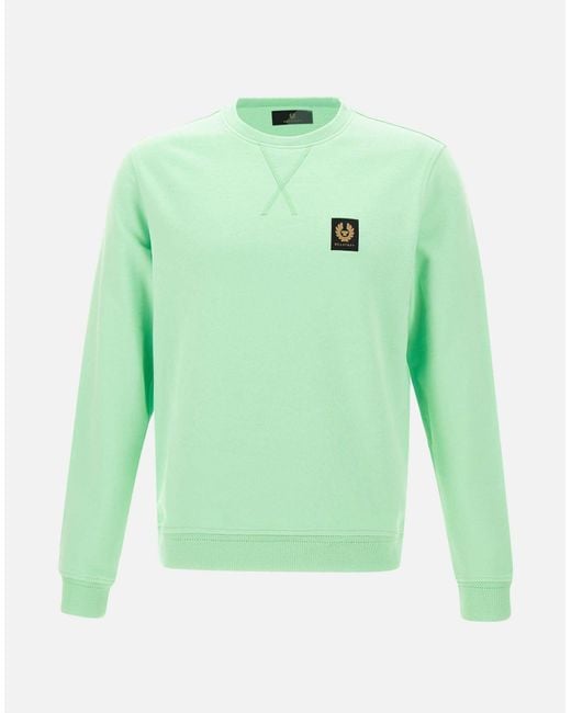 Belstaff Mintgrünes Baumwoll-Sweatshirt Mit Logo-Etikett in Green für Herren